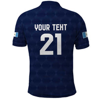 Guatemala Football Custom Polo Shirt Go Los Chapines Blue Pattern