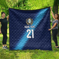 Guatemala Football Custom Quilt Go Los Chapines Blue Pattern