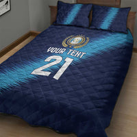 Guatemala Football Custom Quilt Bed Set Go Los Chapines Blue Pattern
