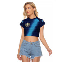 Guatemala Football Custom Raglan Cropped T Shirt Go Los Chapines Blue Pattern