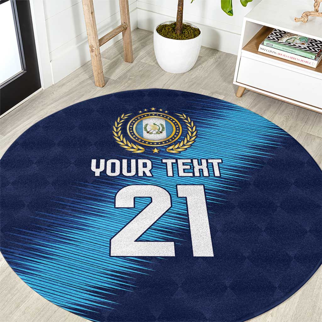 Guatemala Football Custom Round Carpet Go Los Chapines Blue Pattern