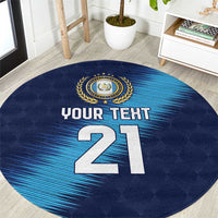 Guatemala Football Custom Round Carpet Go Los Chapines Blue Pattern