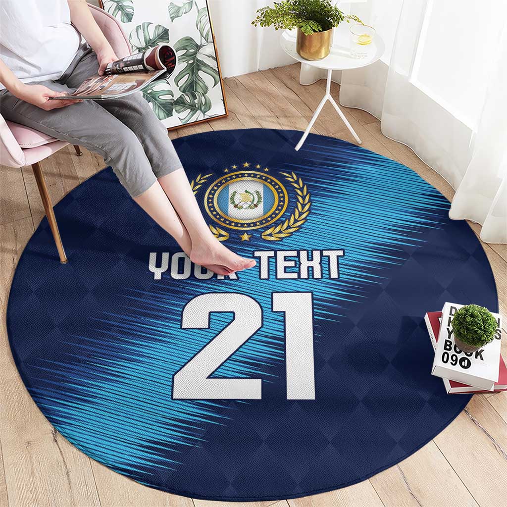 Guatemala Football Custom Round Carpet Go Los Chapines Blue Pattern