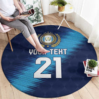 Guatemala Football Custom Round Carpet Go Los Chapines Blue Pattern