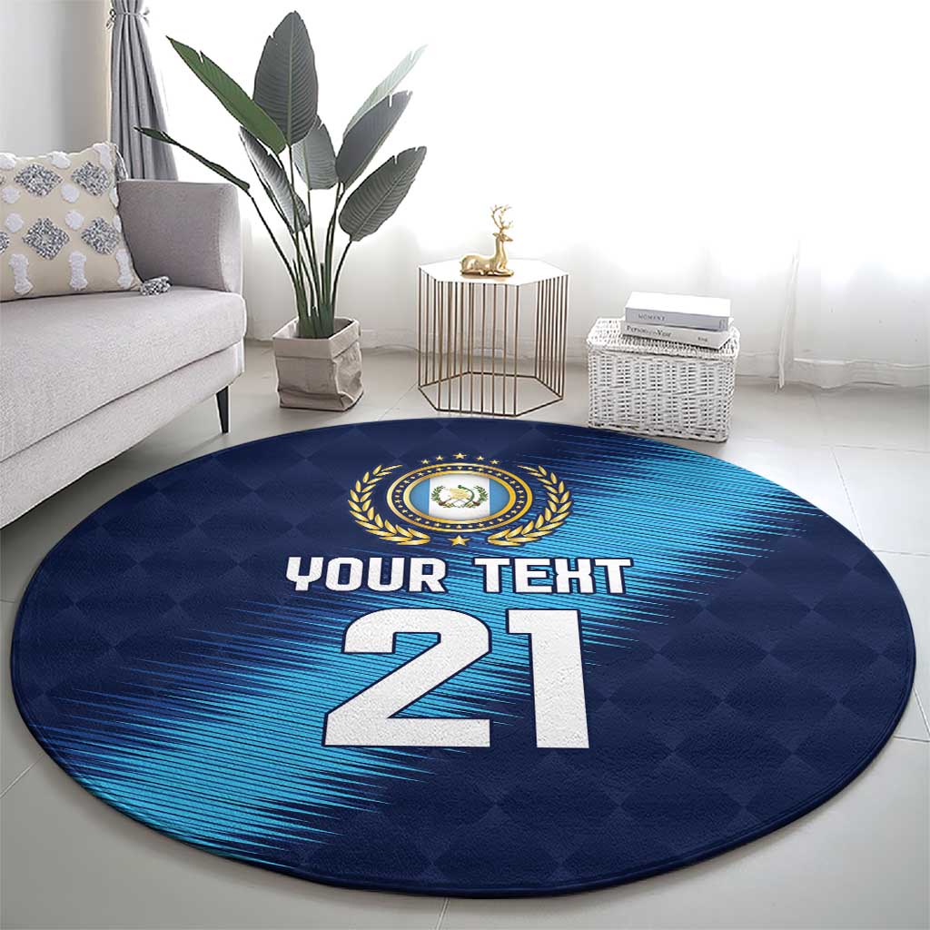 Guatemala Football Custom Round Carpet Go Los Chapines Blue Pattern
