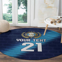 Guatemala Football Custom Round Carpet Go Los Chapines Blue Pattern