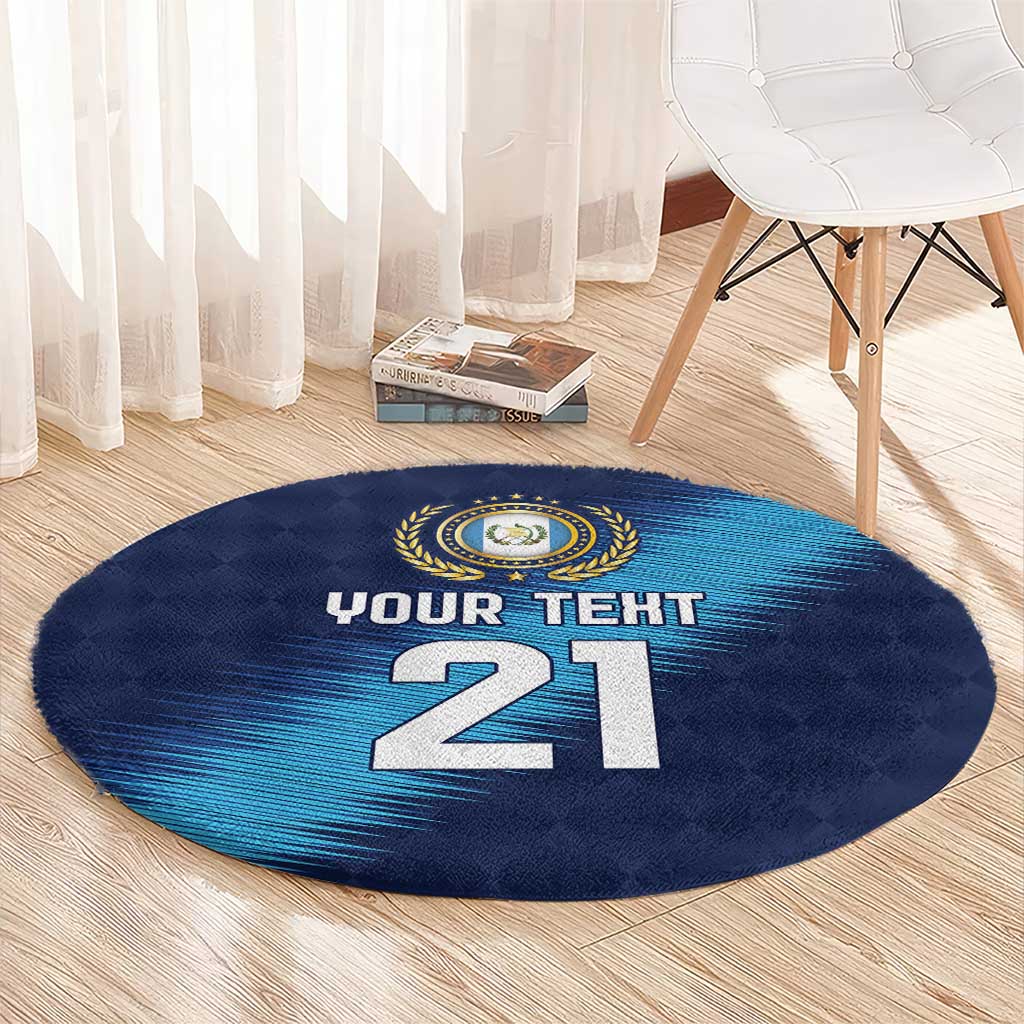 Guatemala Football Custom Round Carpet Go Los Chapines Blue Pattern