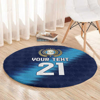 Guatemala Football Custom Round Carpet Go Los Chapines Blue Pattern