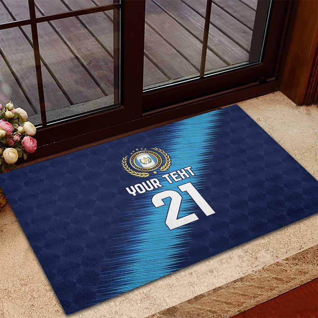 Guatemala Football Custom Rubber Doormat Go Los Chapines Blue Pattern