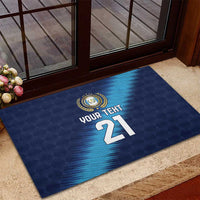 Guatemala Football Custom Rubber Doormat Go Los Chapines Blue Pattern