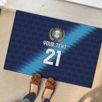 Guatemala Football Custom Rubber Doormat Go Los Chapines Blue Pattern