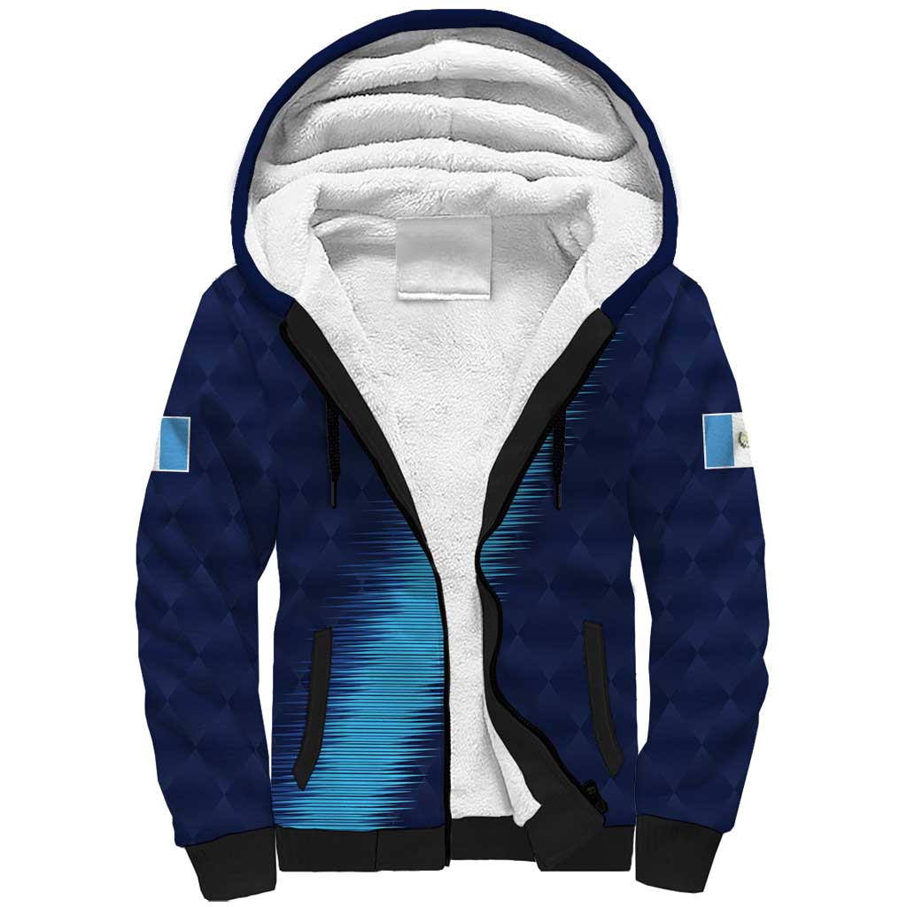 Guatemala Football Custom Sherpa Hoodie Go Los Chapines Blue Pattern