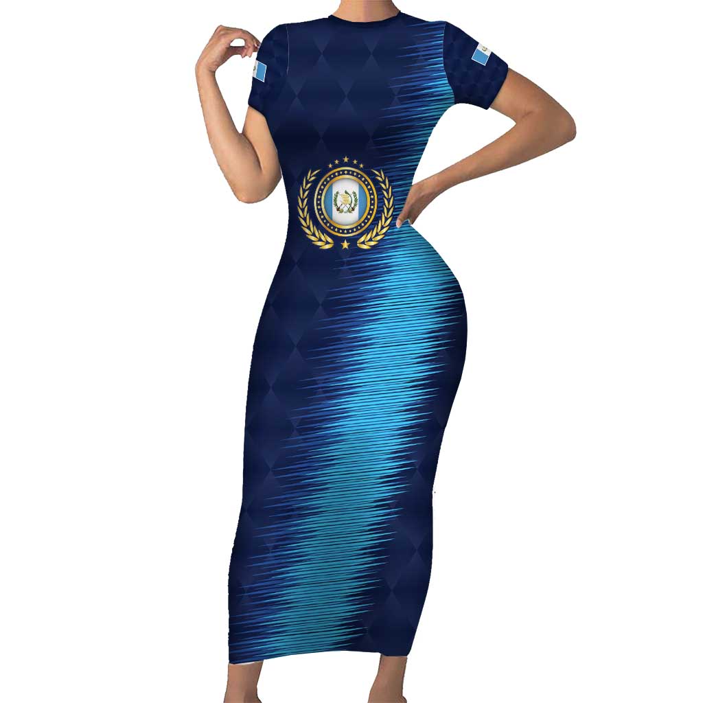 Guatemala Football Custom Short Sleeve Bodycon Dress Go Los Chapines Blue Pattern