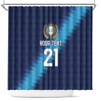 Guatemala Football Custom Shower Curtain Go Los Chapines Blue Pattern