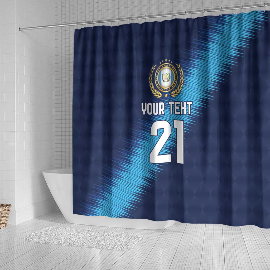 Guatemala Football Custom Shower Curtain Go Los Chapines Blue Pattern