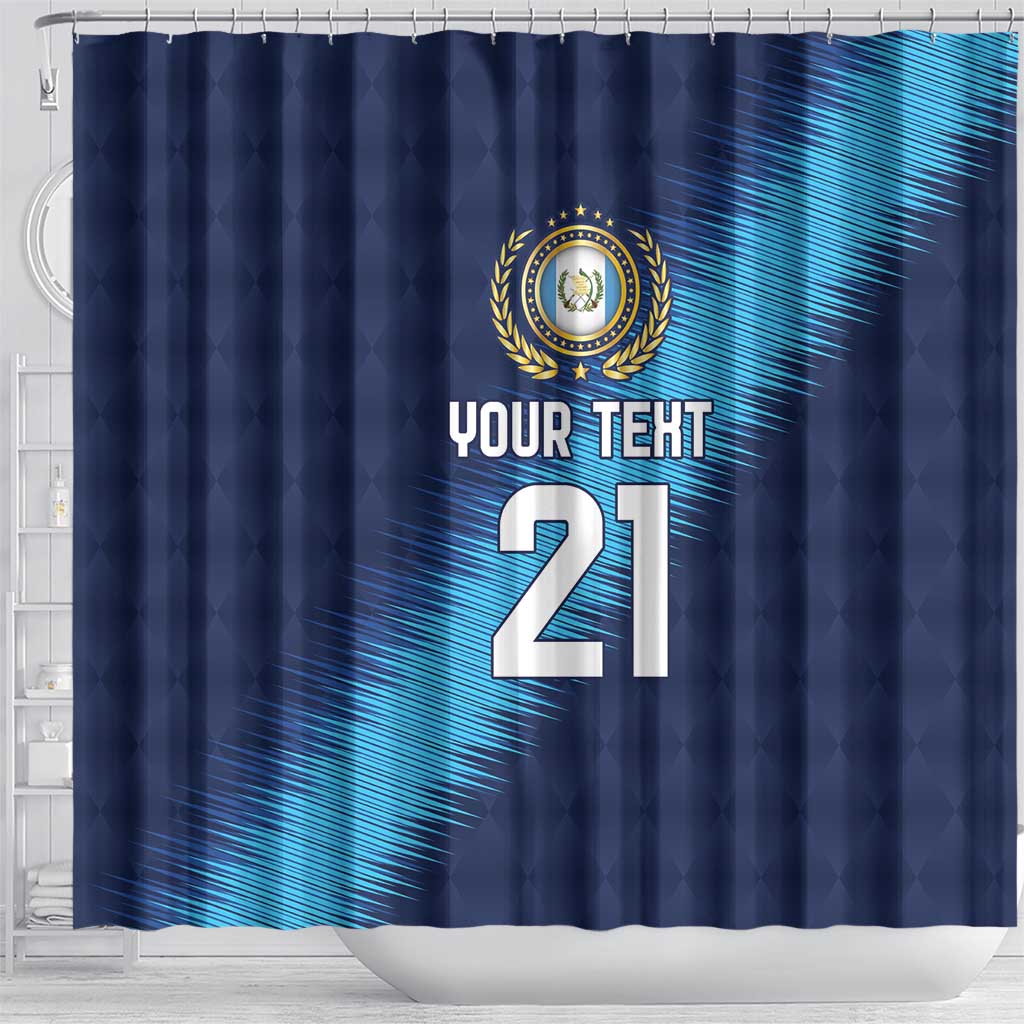 Guatemala Football Custom Shower Curtain Go Los Chapines Blue Pattern