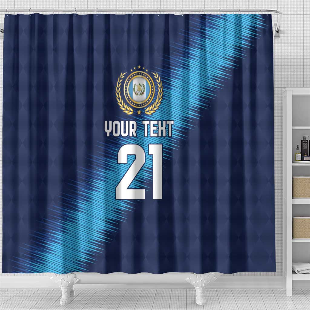 Guatemala Football Custom Shower Curtain Go Los Chapines Blue Pattern