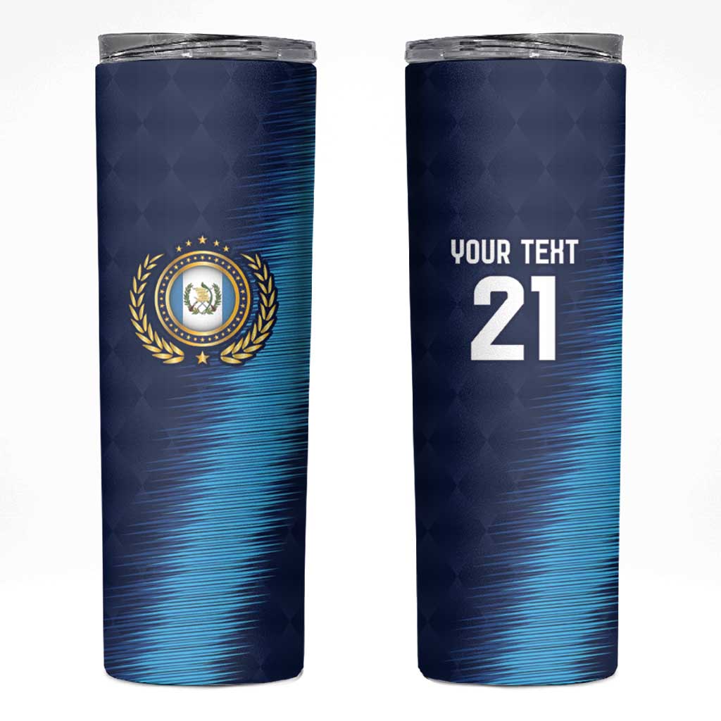 Guatemala Football Custom Skinny Tumbler Go Los Chapines Blue Pattern