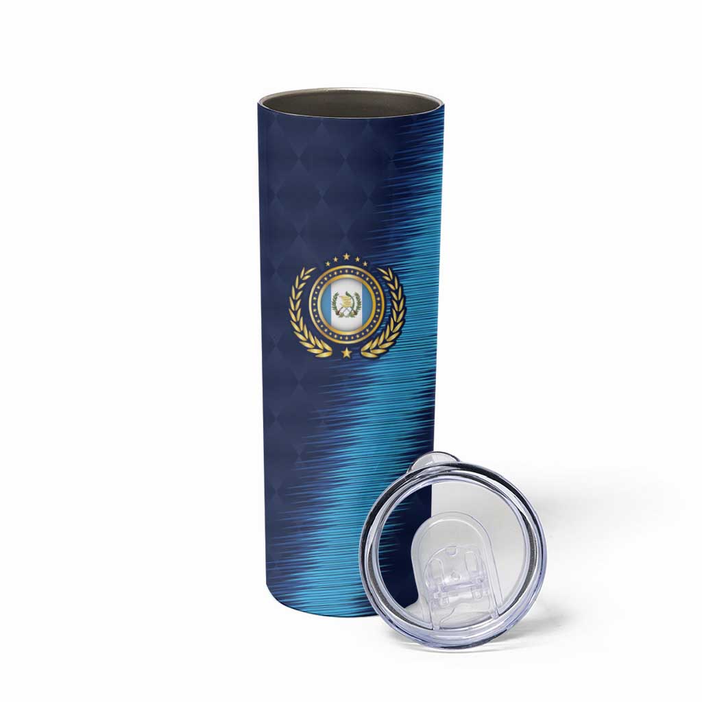 Guatemala Football Custom Skinny Tumbler Go Los Chapines Blue Pattern