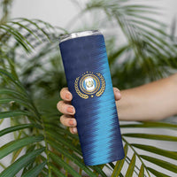 Guatemala Football Custom Skinny Tumbler Go Los Chapines Blue Pattern