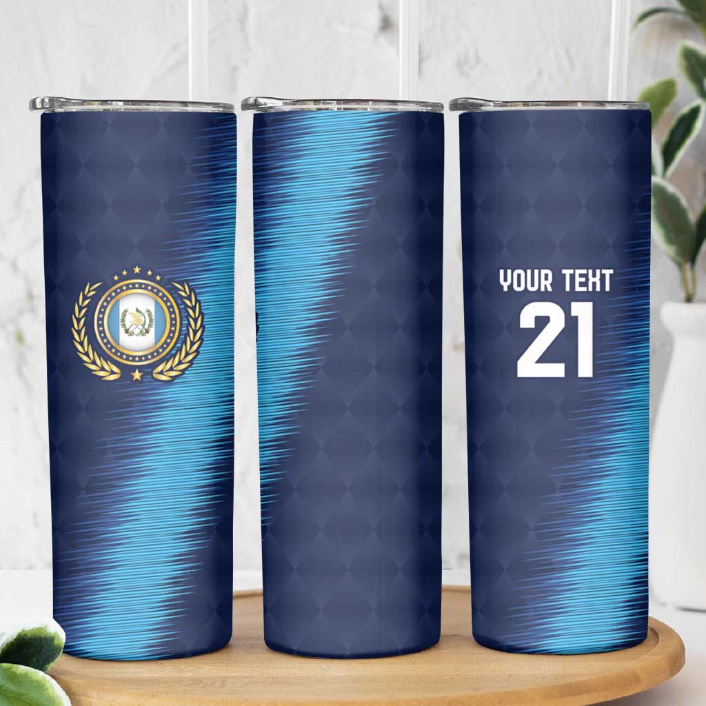 Guatemala Football Custom Skinny Tumbler Go Los Chapines Blue Pattern