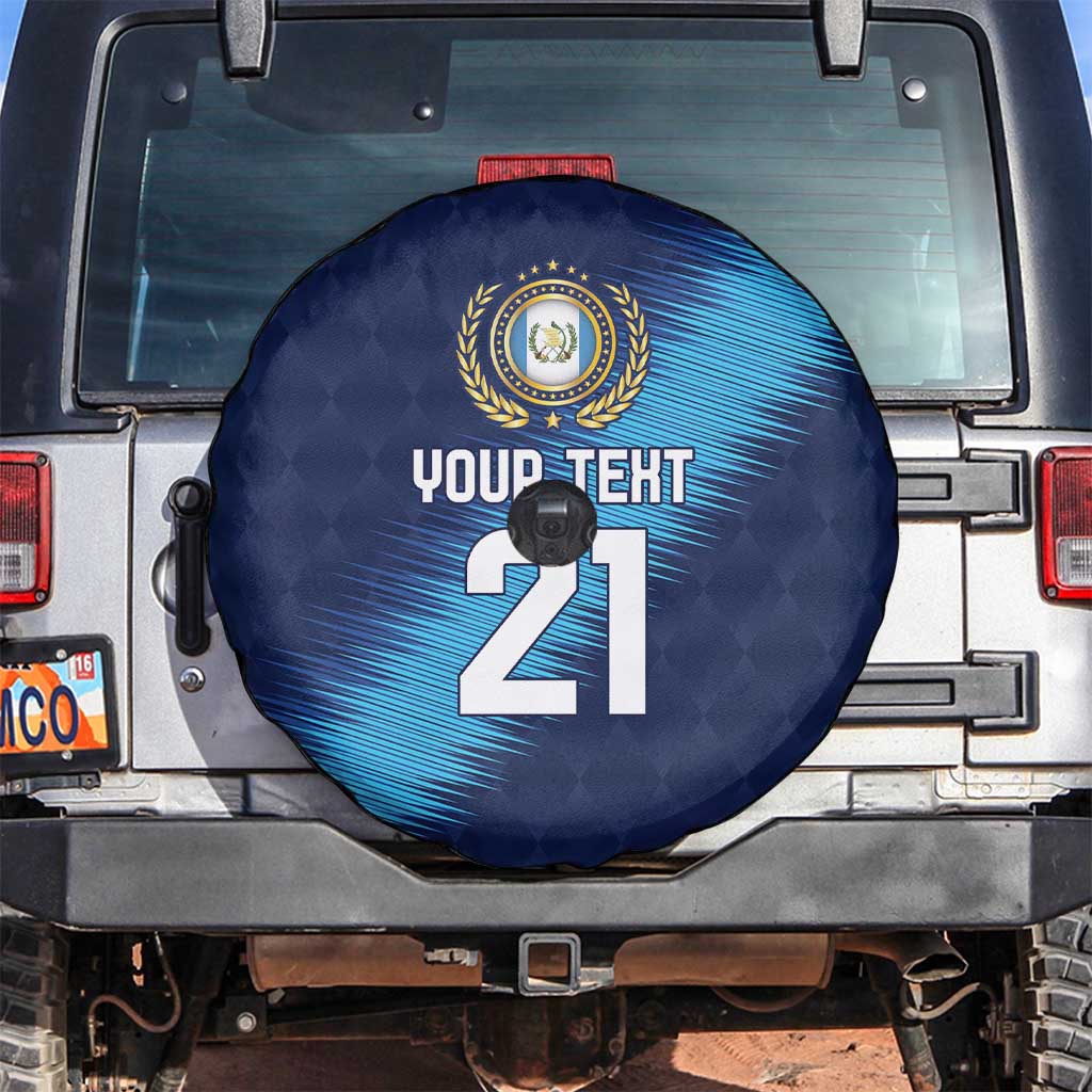 Guatemala Football Custom Spare Tire Cover Go Los Chapines Blue Pattern