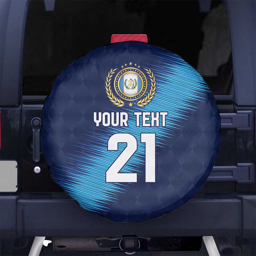 Guatemala Football Custom Spare Tire Cover Go Los Chapines Blue Pattern