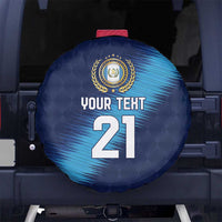 Guatemala Football Custom Spare Tire Cover Go Los Chapines Blue Pattern