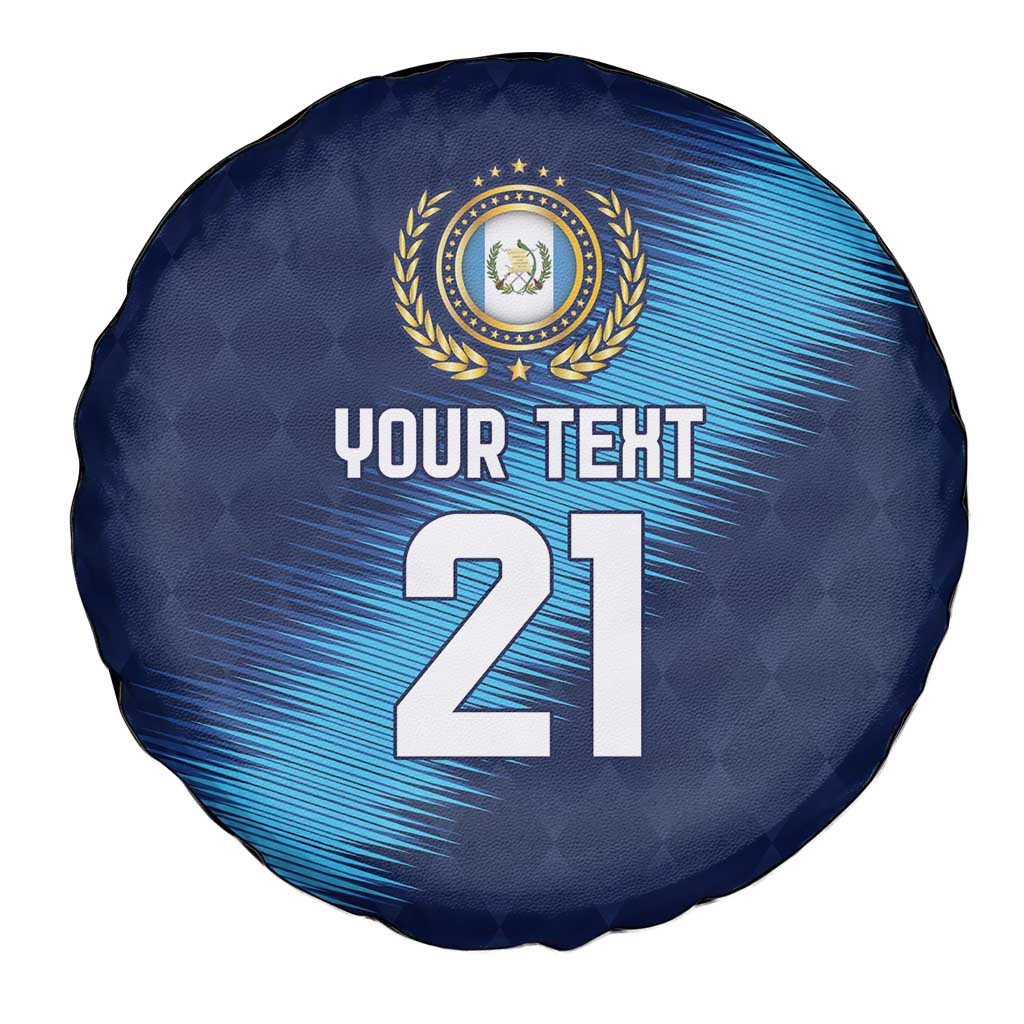 Guatemala Football Custom Spare Tire Cover Go Los Chapines Blue Pattern