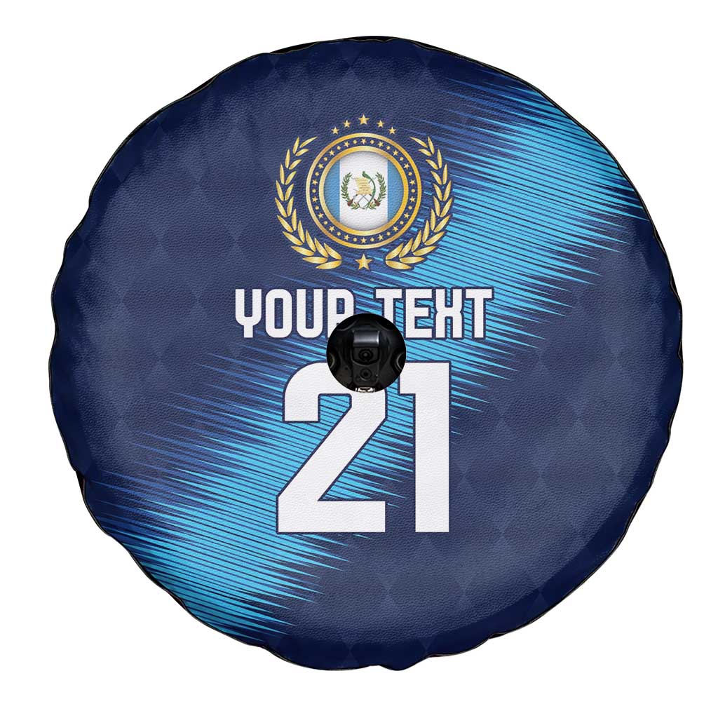 Guatemala Football Custom Spare Tire Cover Go Los Chapines Blue Pattern