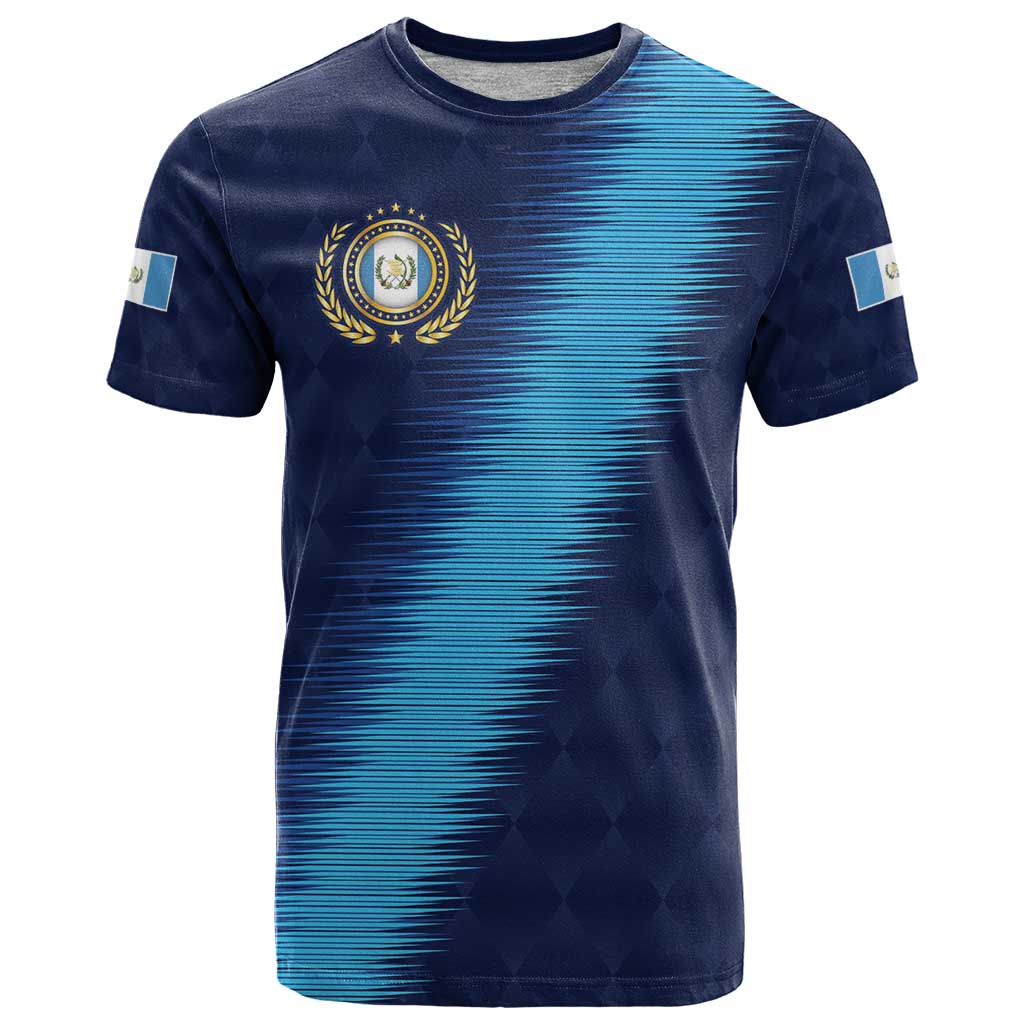 Guatemala Football Custom T Shirt Go Los Chapines Blue Pattern