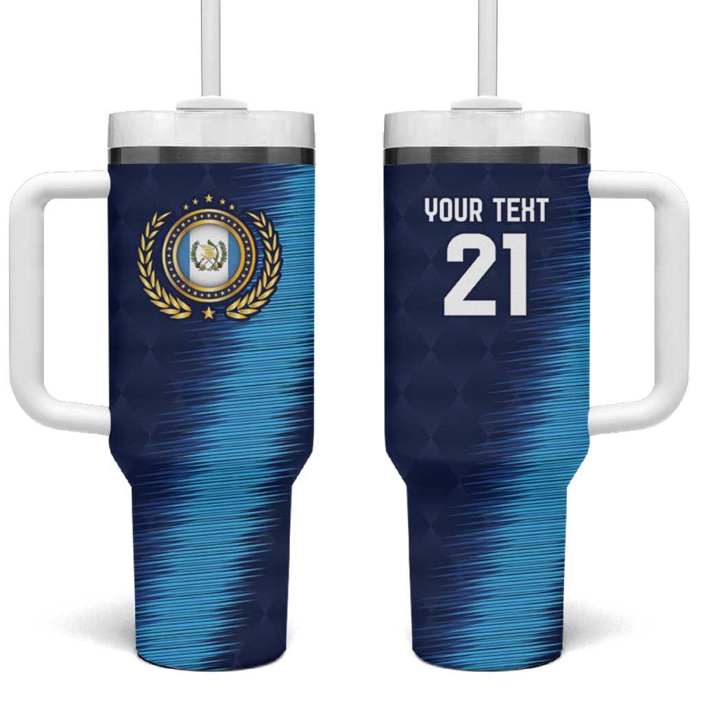 Guatemala Football Custom Tumbler With Handle Go Los Chapines Blue Pattern