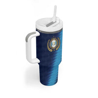 Guatemala Football Custom Tumbler With Handle Go Los Chapines Blue Pattern