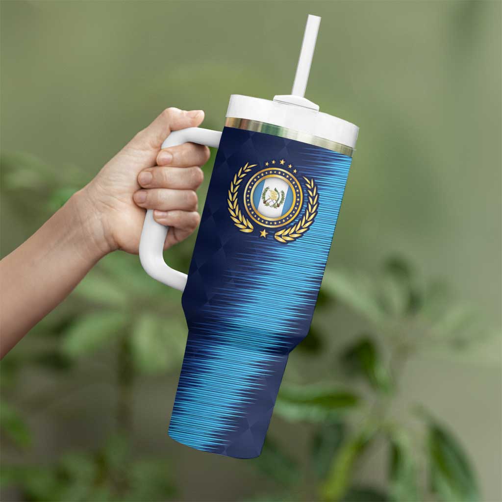 Guatemala Football Custom Tumbler With Handle Go Los Chapines Blue Pattern