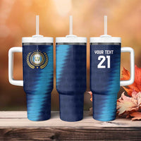 Guatemala Football Custom Tumbler With Handle Go Los Chapines Blue Pattern