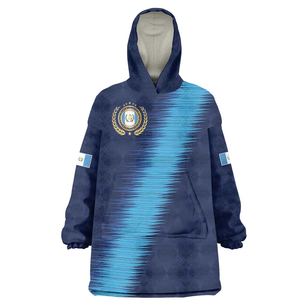 Guatemala Football Custom Wearable Blanket Hoodie Go Los Chapines Blue Pattern