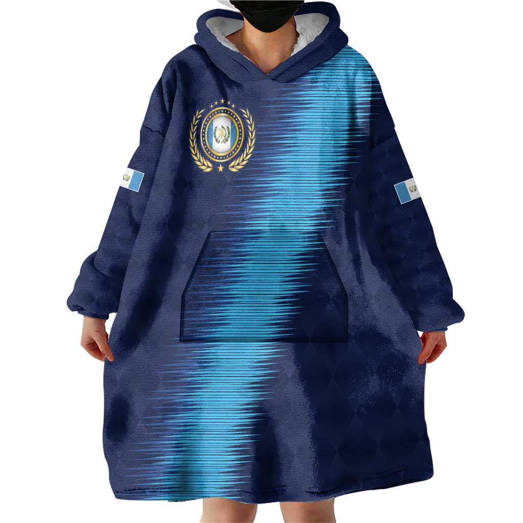 Guatemala Football Custom Wearable Blanket Hoodie Go Los Chapines Blue Pattern