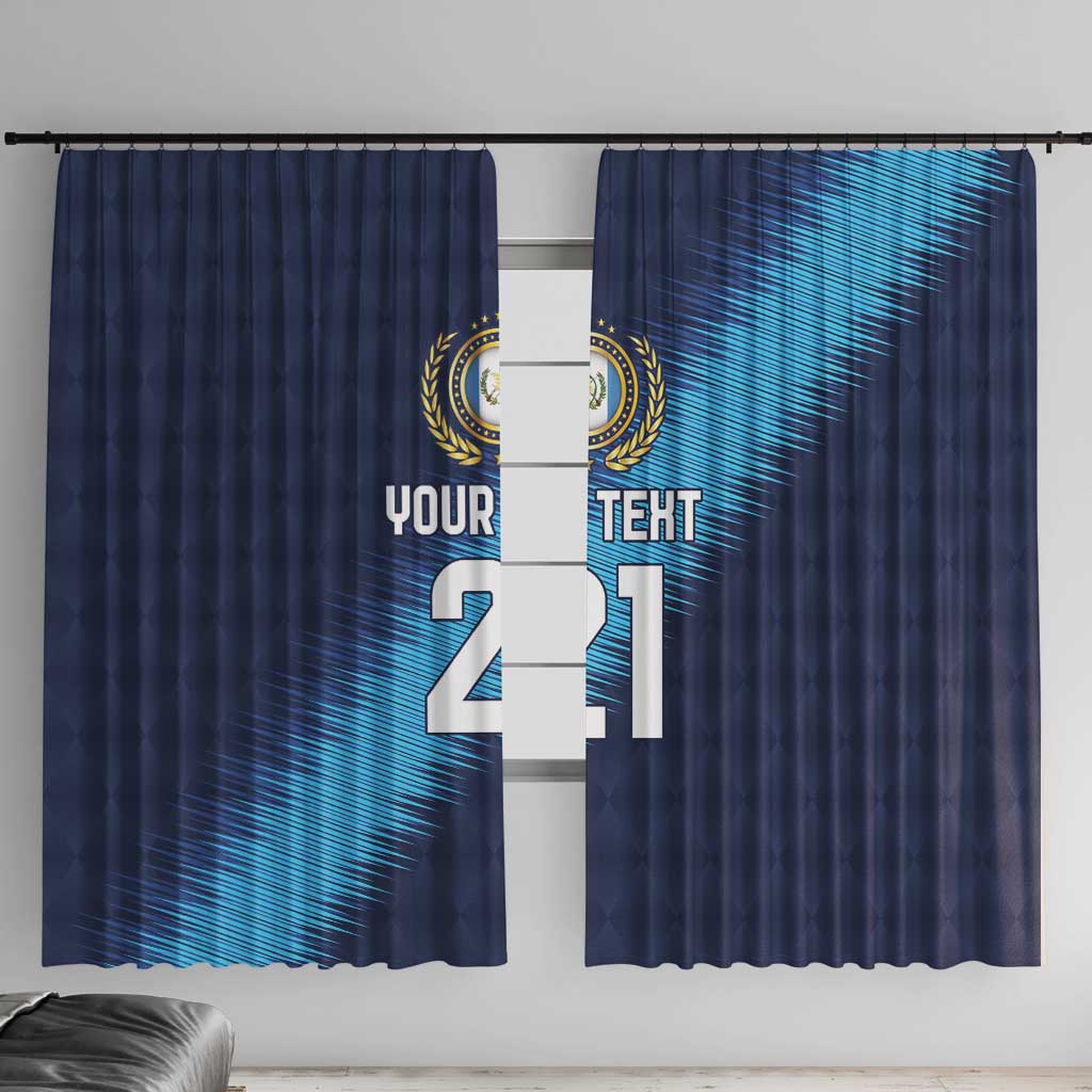 Guatemala Football Custom Window Curtain Go Los Chapines Blue Pattern