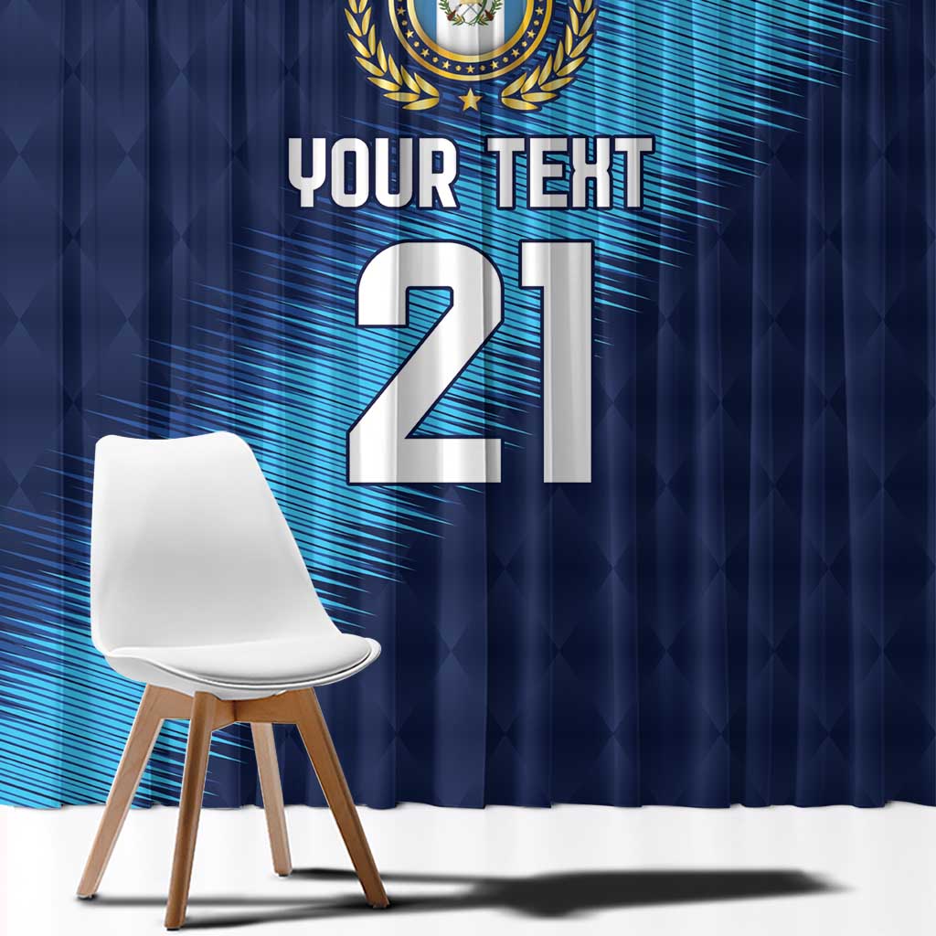 Guatemala Football Custom Window Curtain Go Los Chapines Blue Pattern