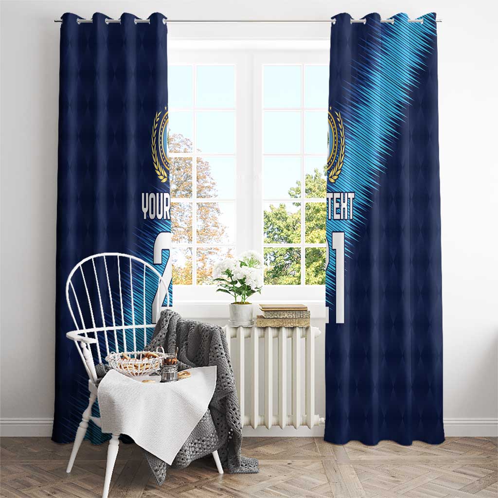 Guatemala Football Custom Window Curtain Go Los Chapines Blue Pattern
