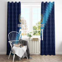 Guatemala Football Custom Window Curtain Go Los Chapines Blue Pattern