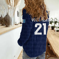 Guatemala Football Custom Women Casual Shirt Go Los Chapines Blue Pattern