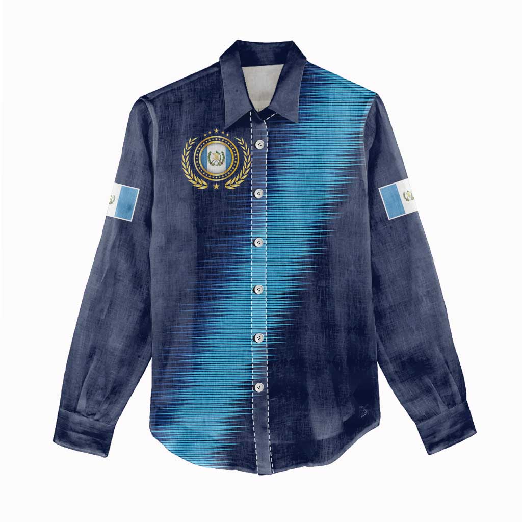 Guatemala Football Custom Women Casual Shirt Go Los Chapines Blue Pattern