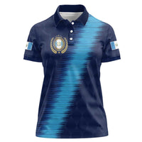 Guatemala Football Custom Women Polo Shirt Go Los Chapines Blue Pattern