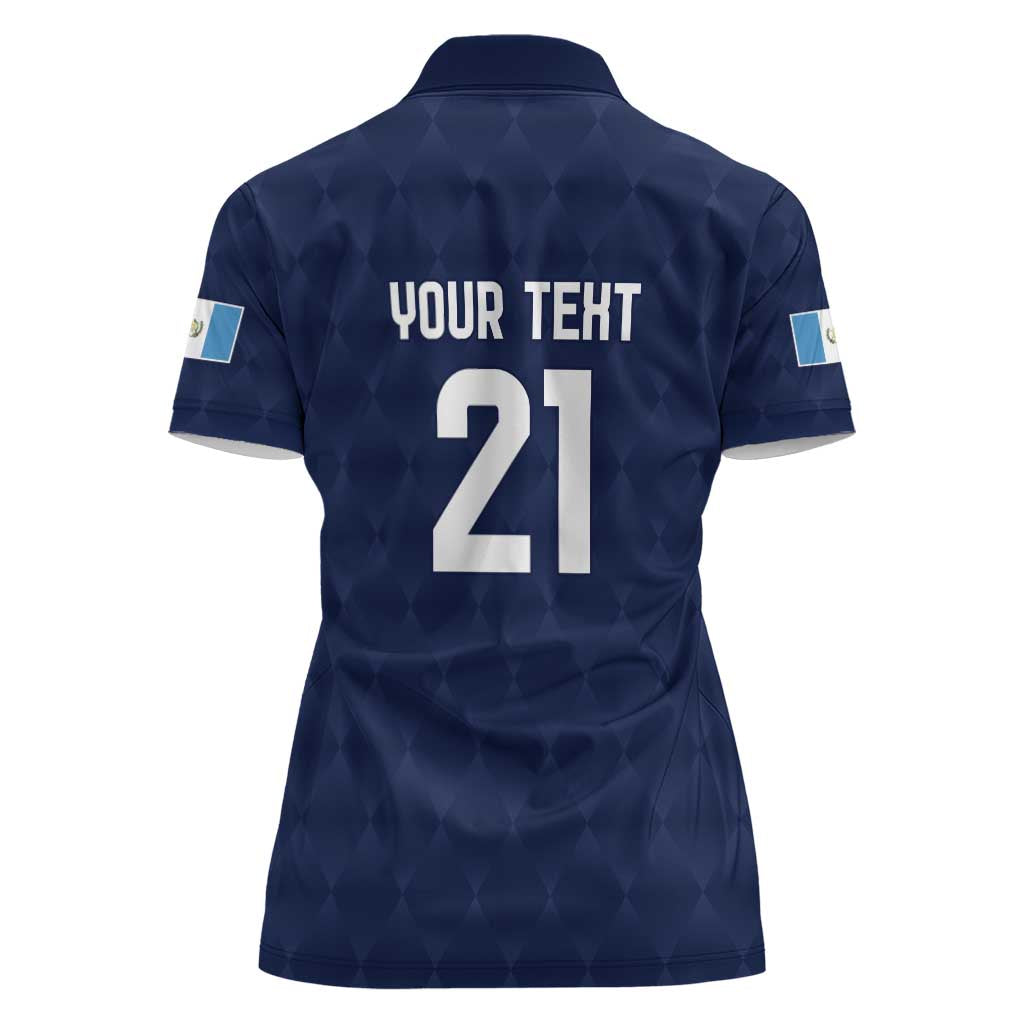 Guatemala Football Custom Women Polo Shirt Go Los Chapines Blue Pattern