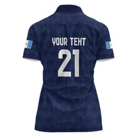 Guatemala Football Custom Women Polo Shirt Go Los Chapines Blue Pattern