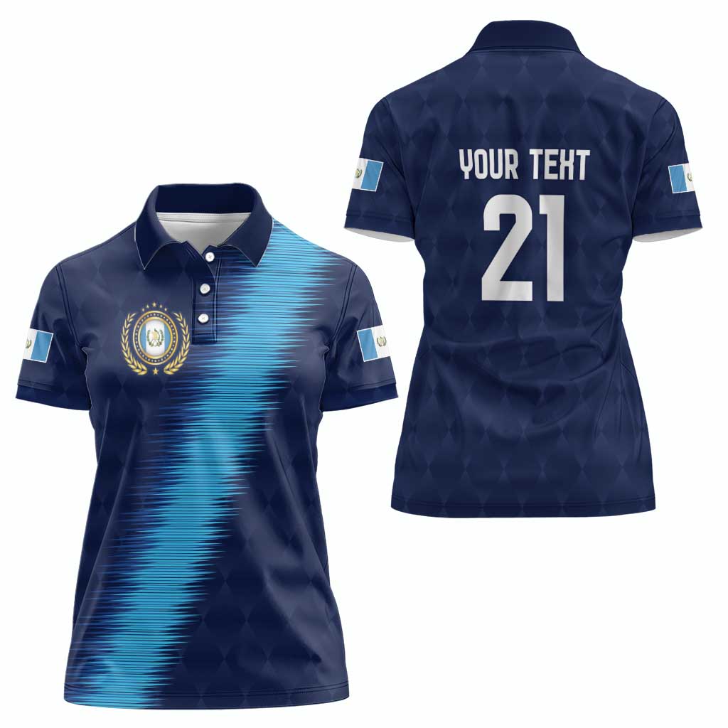Guatemala Football Custom Women Polo Shirt Go Los Chapines Blue Pattern