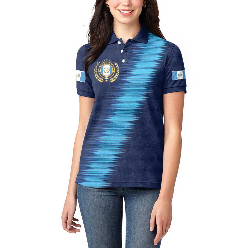 Guatemala Football Custom Women Polo Shirt Go Los Chapines Blue Pattern