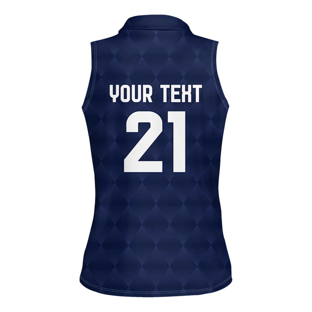 Guatemala Football Custom Women Sleeveless Polo Shirt Go Los Chapines Blue Pattern