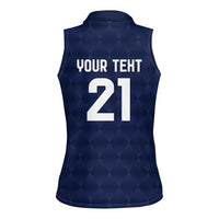 Guatemala Football Custom Women Sleeveless Polo Shirt Go Los Chapines Blue Pattern